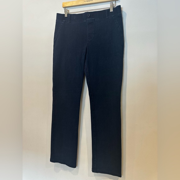 Betabrand Women's Yoga Denim Straight Leg in Dark Indigo - Picture 4 of 6